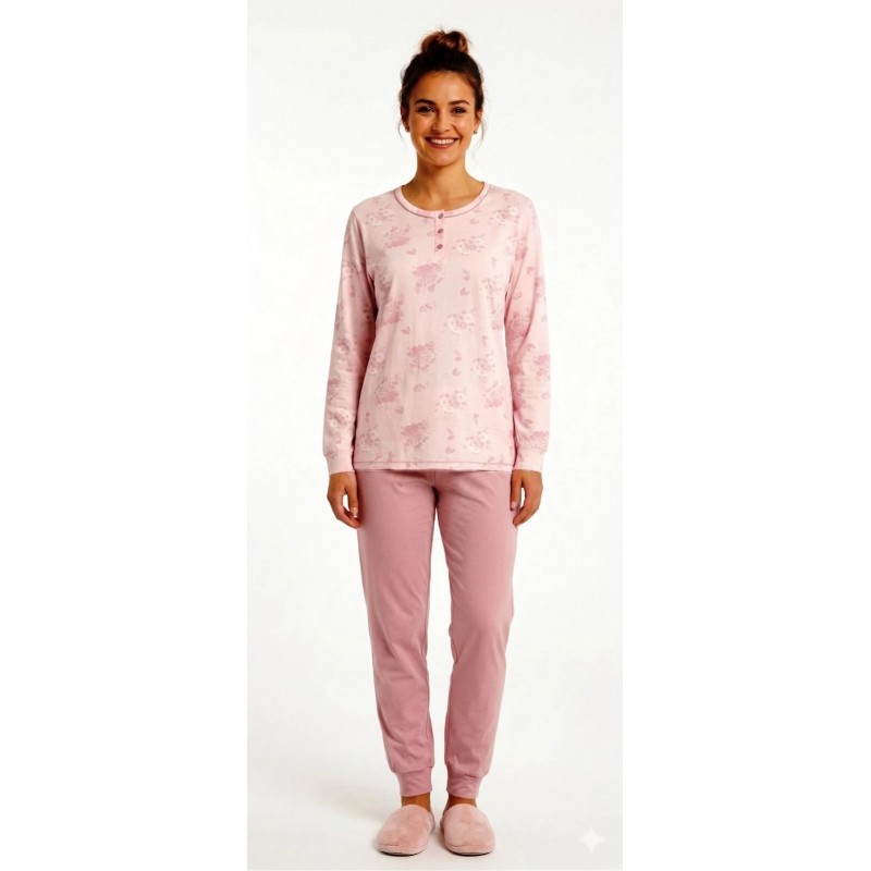 pigiama-donna-cotone-leggero-504nux-1.jpg Pigiama Donna iRGE Cotone Leggero Floreale | Mezza Stagione - immagine 1