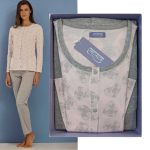 Pigiama leggero da donna taglie forti grigio rosa Linclalor 74305