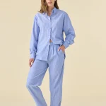 Pigiama donna estivo in cotone articolo breeze. Azzurro | noidinotte.com