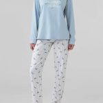 NOI DI NOTTE Pigiama Donna Lungo Cotone Estivo ART. FA009462 XS / Azzurro