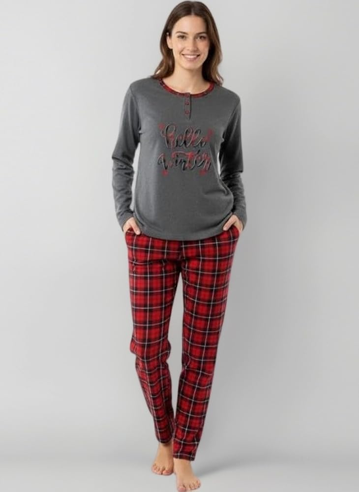 pigiama-donna-invernale-caldo-cotone-028vhd-1.jpg Generico Pigiama Donna Invernale Caldo (Peso 200 gr Metro lineare) Pigiama Donna Caldo Cotone Interlock Garzato Lungo Pigiami Disponibili dalla S alla XXL (S Hello Winter Antracite) : Amazon.it: Moda - immagine 1