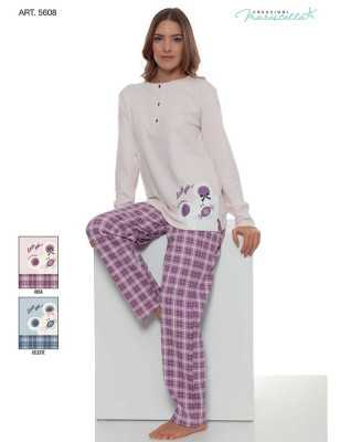 pigiama-donna-invernale-caldo-cotone-077vmz-1.jpg pigiama donna 100% cotone caldo invernale interlock - immagine 1
