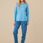 Pigiama donna invernale in caldo cotone articolo cachemire.