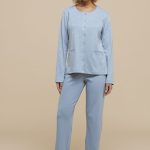 PIGIAMA DONNA CALDO COTONE APERTO DAVANTI FA8333 N.D.NOTTE