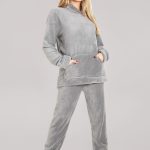 CityComfort Pigiama Donna Invernale in Pile Morbido Pigiama Set Caldo Pesante Pigiami con Cappuccio S XL (M, Antracite) : Amazon.it: Moda