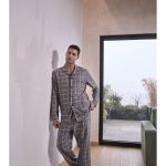 Pigiama uomo in flanella scozzese con piping | Grigio Julipet