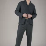 pigiama uomo in flanella con collo a camicia e bottoni
