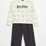 Pigiama lungo stampato 'Harry Potter' 2 pezzi Nero