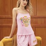HARRY POTTER X SHEIN Set pigiama da donna con canotta a righe e stampa di lettere e pantaloncini | SHEIN ITALIA