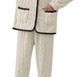 MGSFGlk Pigiama Pile Donna Morbido Elegante in Pile Pigiama Donna Invernale Cotone Caldo Sleepwear Taglie Forti Maglia e Pantalone Lungo a Maniche Lunghe Due Pezzi Set di Pigiami in Casa Tuta :