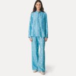 camicia pigiama seta ricamo "petites fleurs" turchino turchino / 0