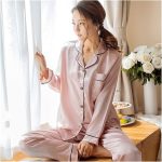 HNGM Pigiama Donna Seta Pigiama del Pigiama del Pigiama della Seta della Seta delle Donne del Pigiama del Pigiama del Pigiama di Due Pezzi (Color : LG Pink, Size : XXXX Large) :