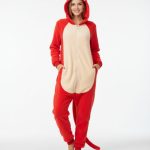 ​Pigiama Intero donna modello Scimmia in Coral Fleece Taglia S (40 42) Rosso