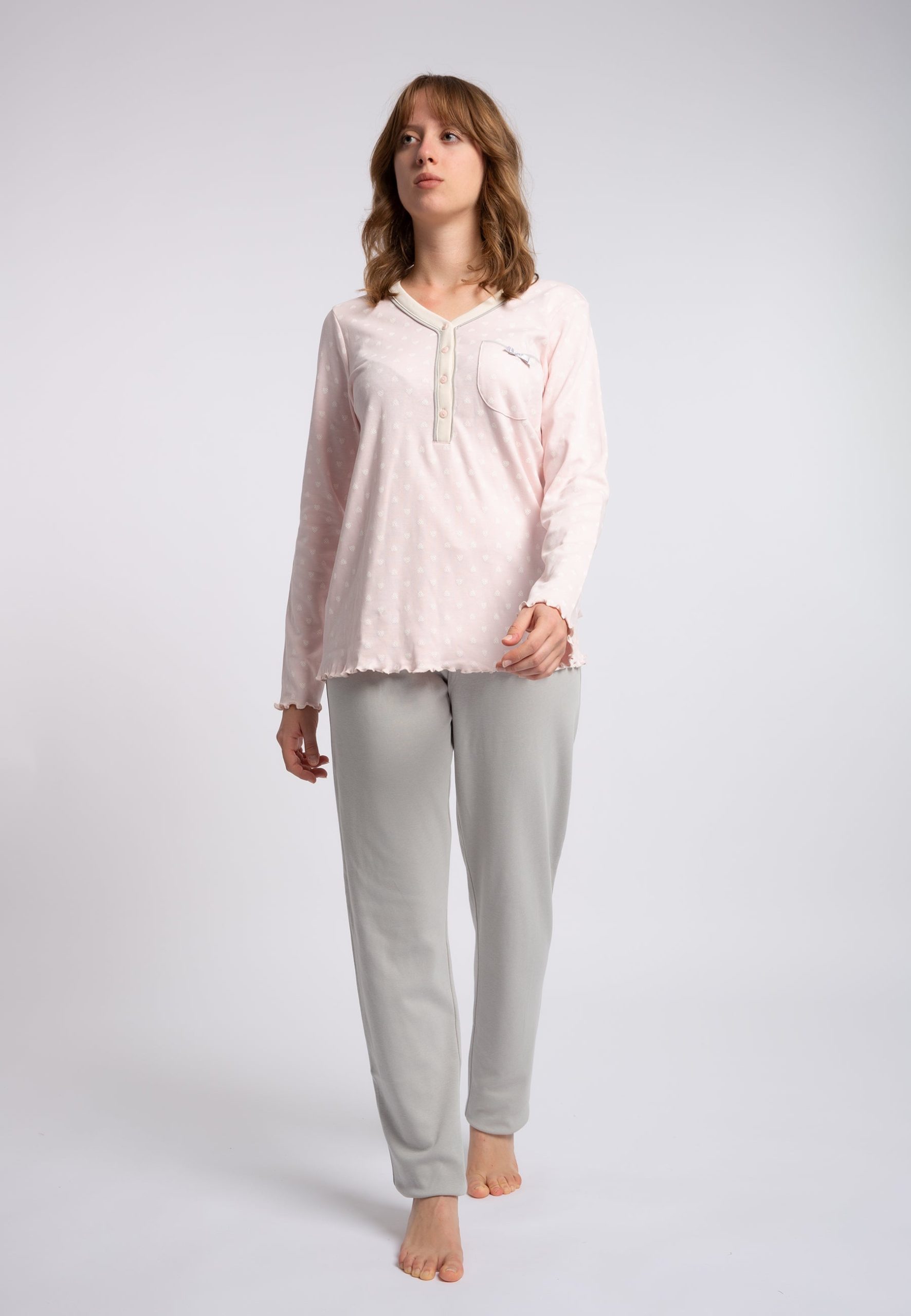 pigiama-lovable-132nuq-1.jpg Pigiama Donna 100% Cotone Felpato LOVABLE 9L0DO4 S / Rosa - immagine 1