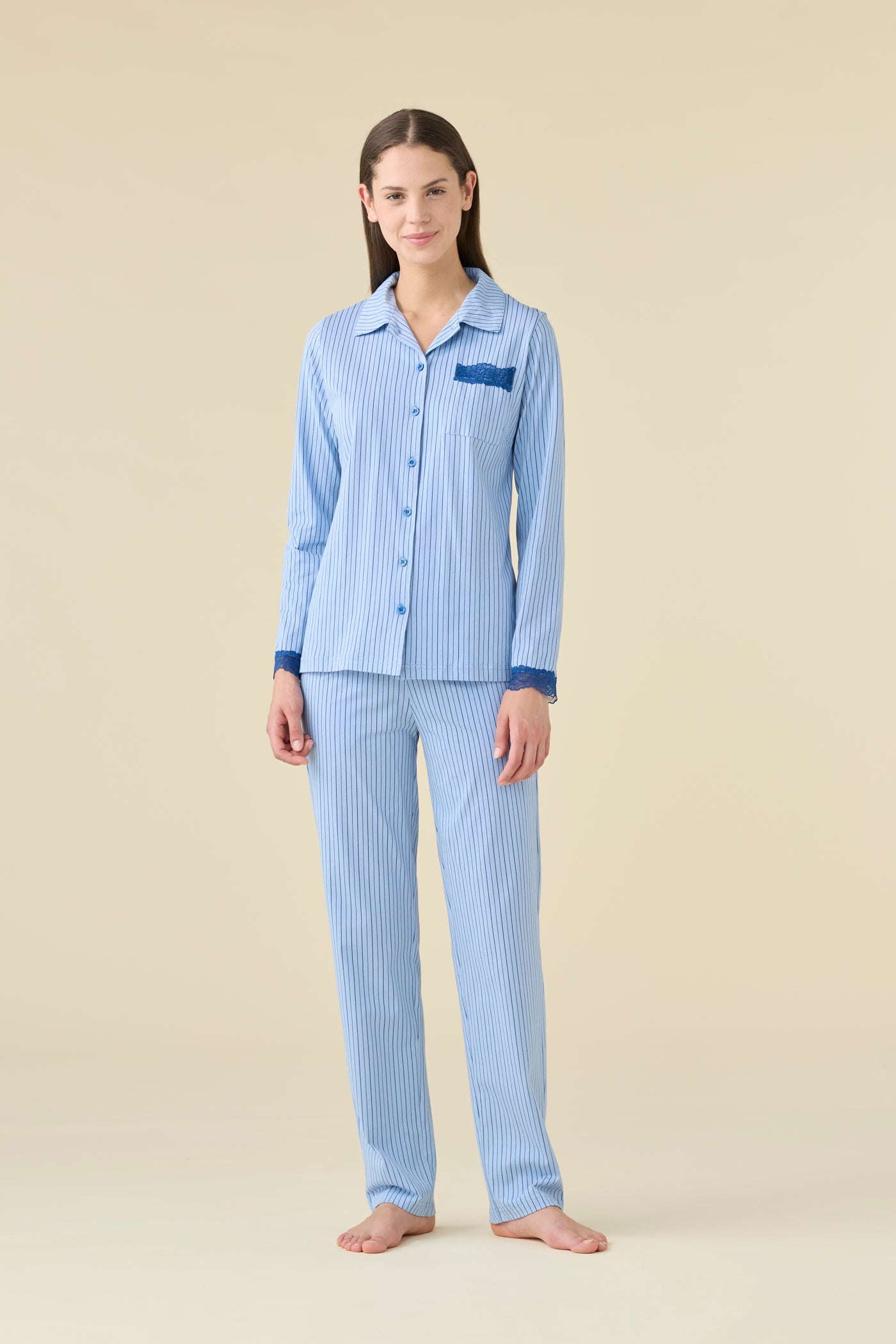 pigiama-lungo-donna-664rlp-1.jpg Pigiama Donna Lungo Aperto Romantic– Moreali Tessile Casa - immagine 1