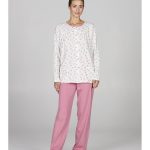 Pigiama lungo donna in puro cotone con arriccio