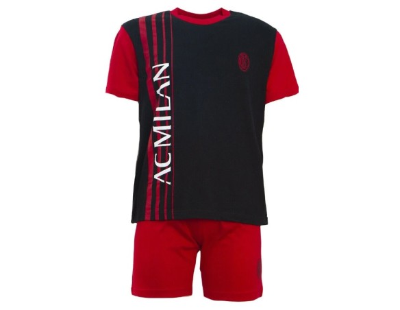 pigiama-milan-210hag-1.jpg Milan | PIGIAMA SQUADRA MILAN COTONE ESTIVO CORTO ADULTO 2035 GRIGIO rosso nero - immagine 1