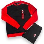 Milan | PIGIAMA LUNGO IN CALDO COTONE ADULTO MILAN UFFICIALE 1180 nero o rosso s m l xl xxl