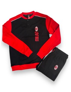 pigiama-milan-279wmu-1.jpg Milan | PIGIAMA LUNGO IN CALDO COTONE ADULTO MILAN UFFICIALE 1180 nero o rosso s m l xl xxl - immagine 1