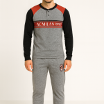 PIGIAMA UOMO TERMO COTONE LUNGO POLSINI LOGO SQUADRA MILAN ART.MI14131
