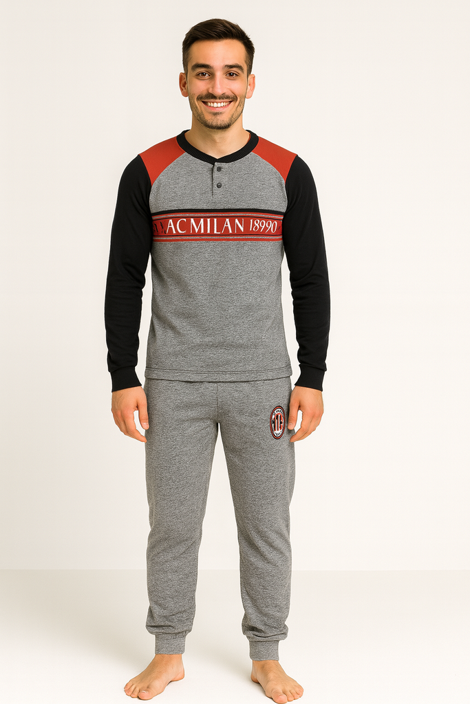 pigiama-milan-642hdi.png PIGIAMA UOMO TERMO COTONE LUNGO POLSINI LOGO SQUADRA MILAN ART.MI14131 - immagine 1