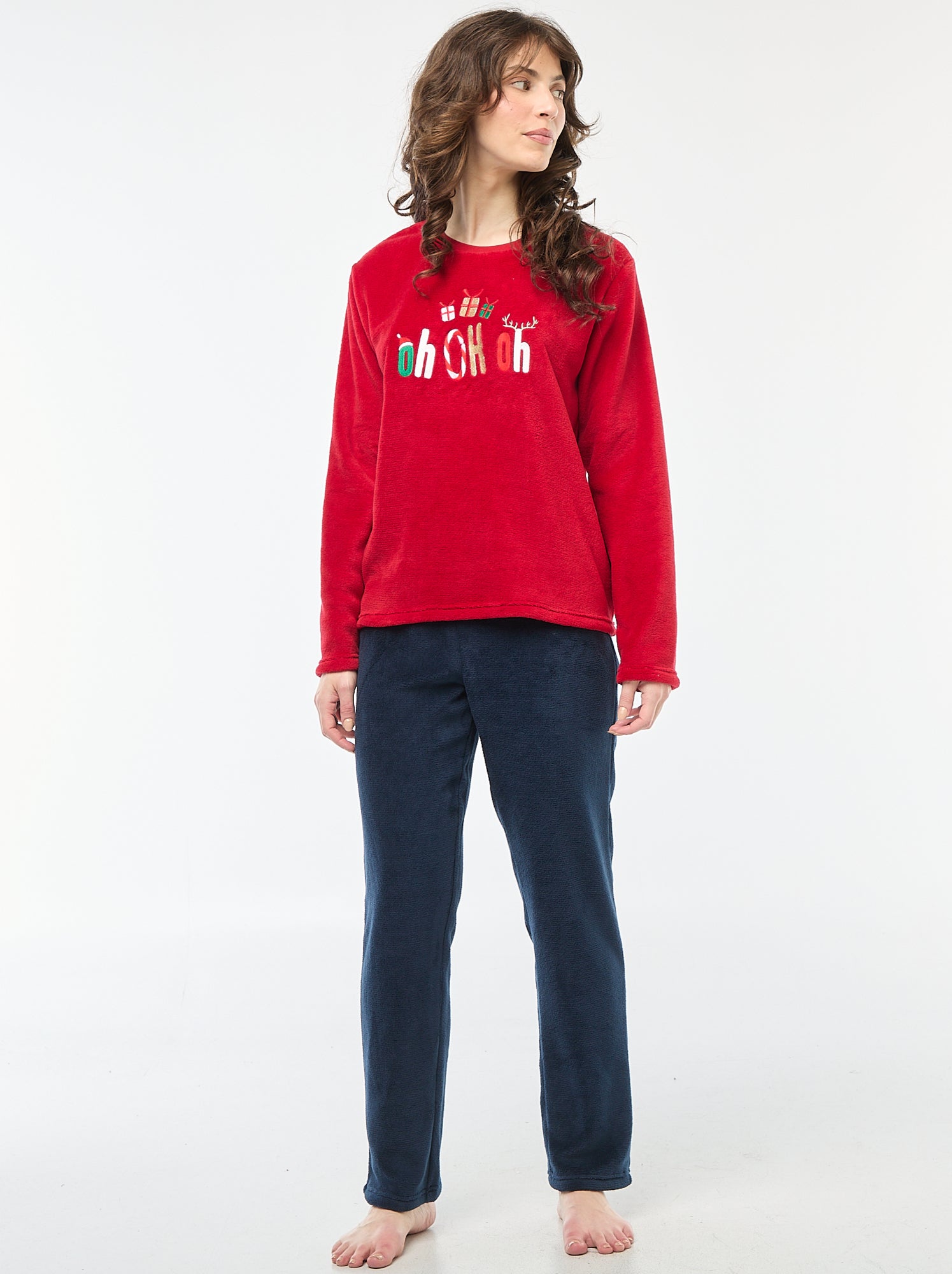 pigiama-natalizio-donna-503stw-1.jpg Pigiama natalizio in pile 2 pezzi Rosso - immagine 1
