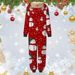 biJerou Pigiama natalizio con stampa a pupazzo di neve, morbido cappuccio con chiusura lampo, motivo renne, pigiama natalizio, Mamma rossa, XL : Amazon.it: Moda