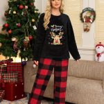 Niwicee Pigiama Donna Invernale Natalizio in Pile Set Pigiami da Notte Due Pezzi con Natale Top e Pantaloni Lunghi con Tasche per Regalo di Natale o Loungewear da Casa(Nero,M) : Amazon.it: