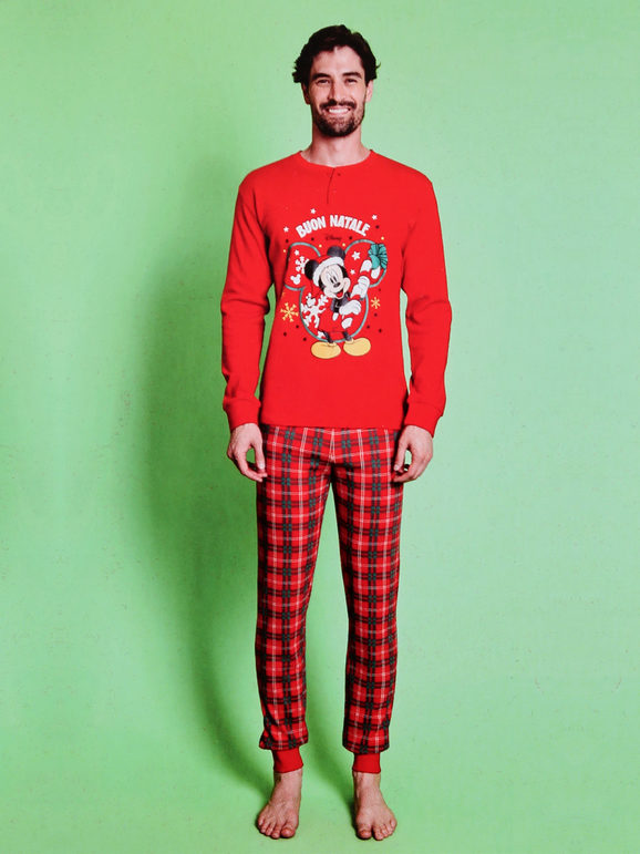 pigiama-natalizio-uomo-485pes-1.jpg Pigiama uomo natalizio marca Sabor/ Disney modello Mickey Mouse (Topolino) in caldo cotone Intimo Altieri Shop - immagine 1