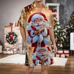 Darringls Pigiama natalizio da uomo, in raso di seta, corto, adatto alla famiglia, pigiama natalizio in seta, per coppie, pigiama da uomo, pigiama natalizio, stampa loungewear, gold, L : Amazon.it: Moda