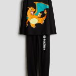 Pigiama in cotone con stampa Nero/Pokémon BAMBINO | H&M IT