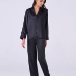 Pigiama donna aperto raso nero – pigiamiamoci