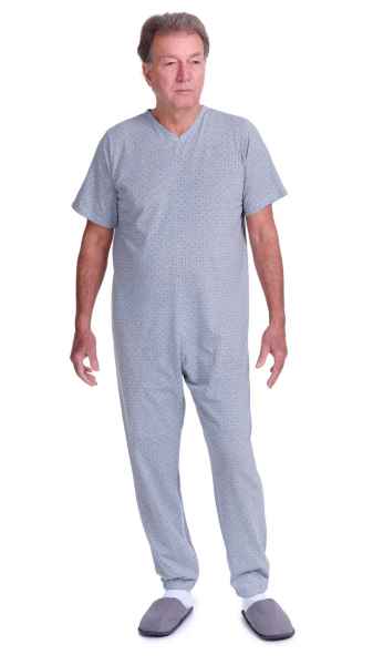 pigiama-sanitario-333ktu-1.jpg Pigiama sanitario con manica corta e zip posteriore XS, GRIGIO/AZZ - immagine 1