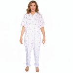 Pigiama sanitario DONNA intero, in COTONE LEGGERO a MANICHE CORTE, con zip posteriore, adatto per anziani e lungodegenti XS