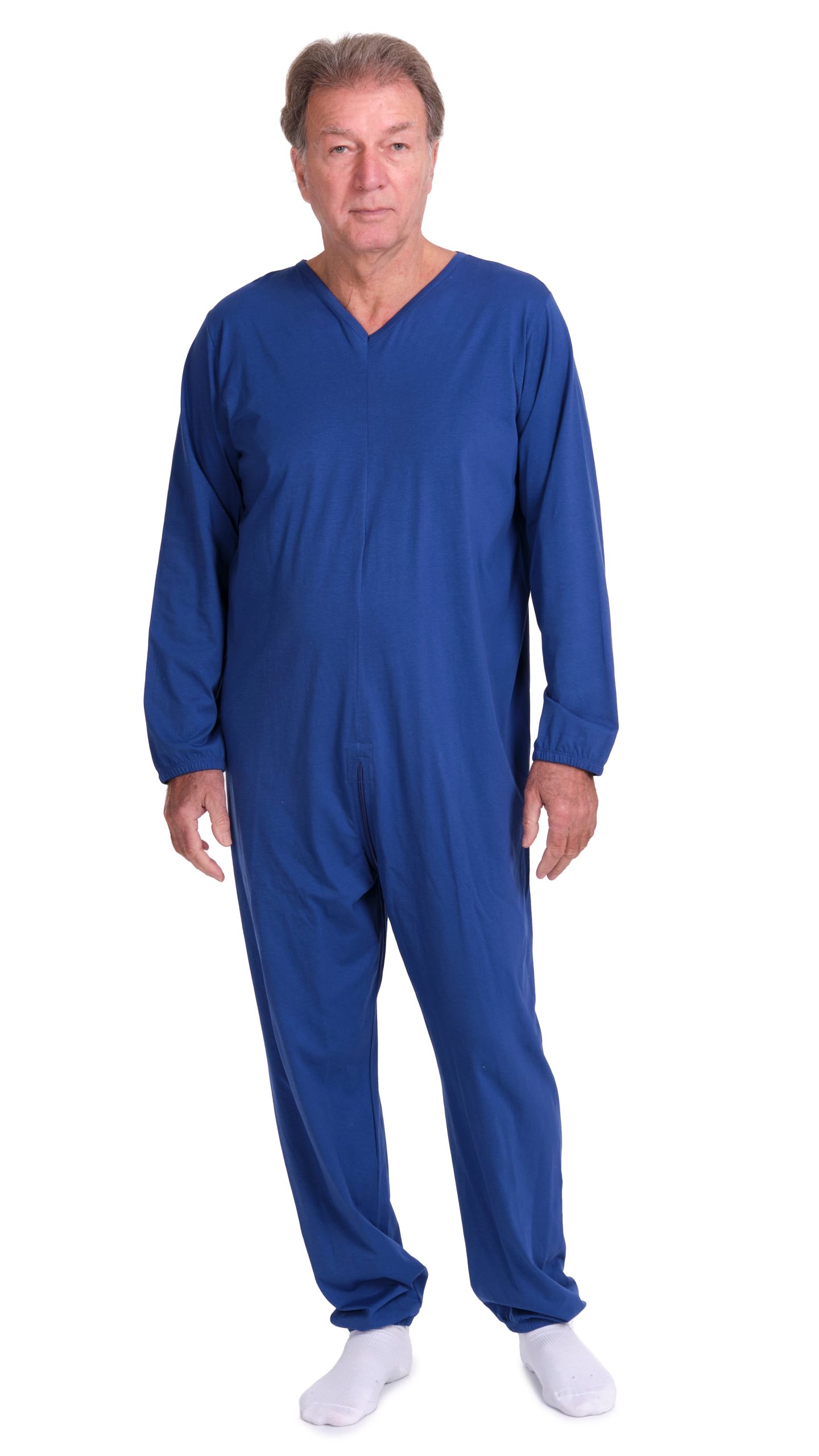 pigiama-sanitario-per-anziani-885iba-1.jpg Pigiama Sanitario con Zip Continua 100% cotone | Made in Italy, Unisex per Anziani, Alzheimer | Ferrucci Comfort 9078 ML PL - immagine 1