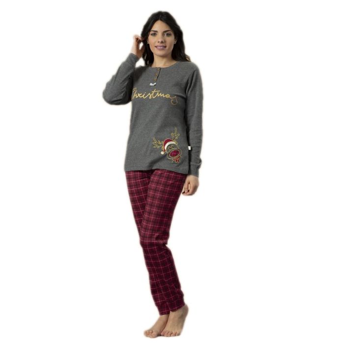 pigiama-scozzese-donna-745ztr-1.jpg #Pigiama Tuta Scozzese Tartan Natale Christmas Comodo Caldo Cotone Donna - immagine 1