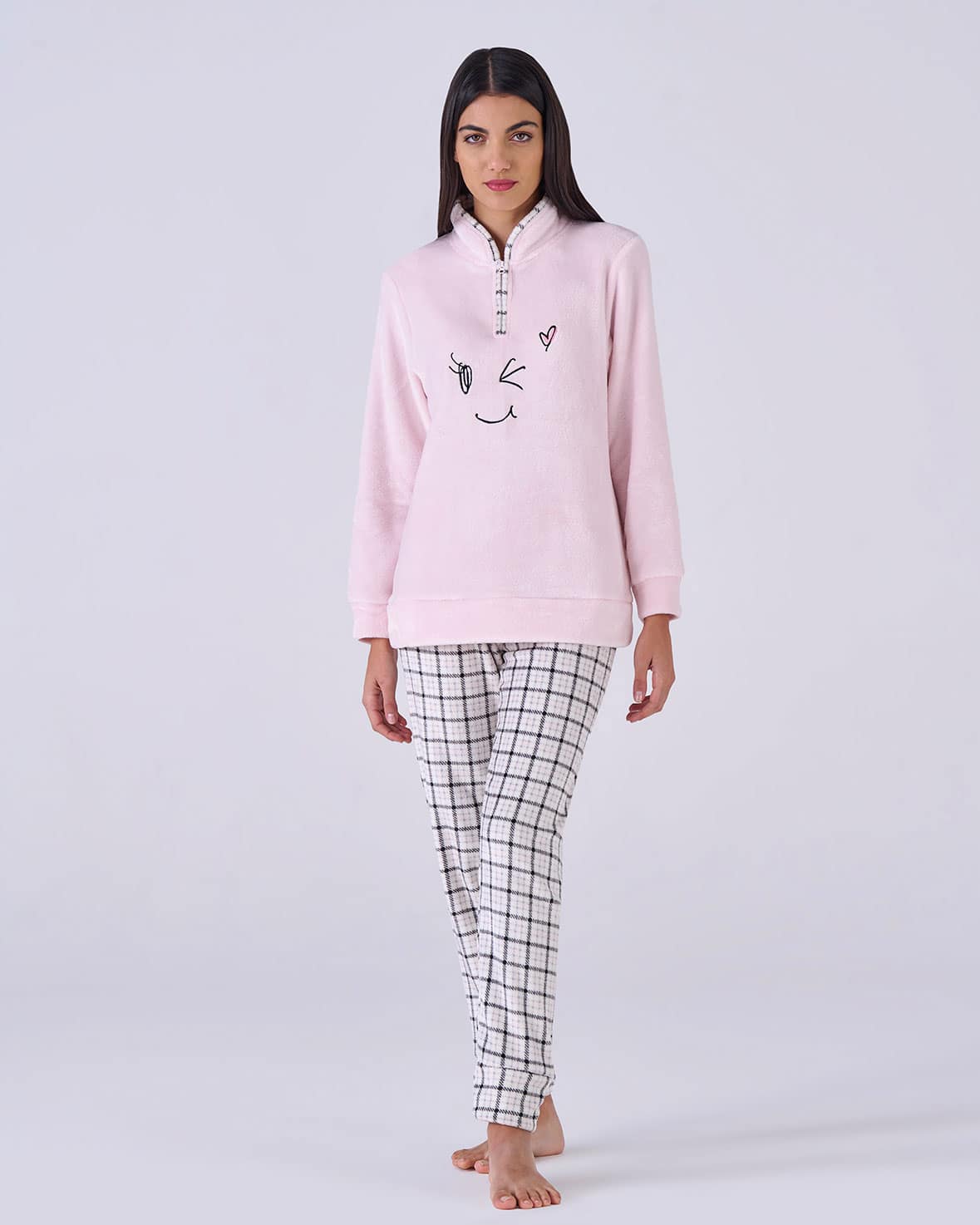 pigiama-tartan-donna-708prs-1.jpg Pigiama donna flannel fleece check – pigiamiamoci - immagine 1