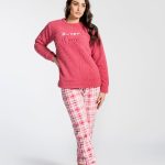 Pigiama donna top sherpa pantaloni flannel tartan love – ipigiami