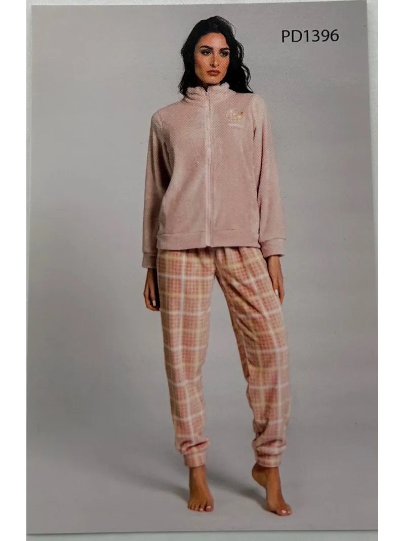 pigiama-tuta-donna-266pkr.webp TUTA PIGIAMA DONNA FULL ZIP CORAL FLANNEL COLLECTION 2025 PAPALINA PD1396 - immagine 1