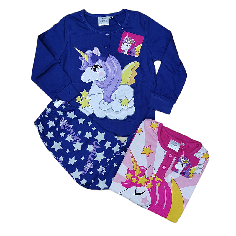 pigiama-unicorno-785hor.png Pigiama Unicorno lungo bambina 100% cotone estivo leggero UNI0276 - immagine 1