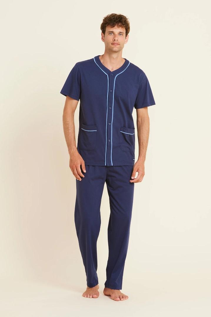 pigiama-uomo-aperto-davanti-126bfv-1.jpg Pigiama Uomo Manica Corta Pantalone Lungo Aperto Noi Di Notte pigiama uomo - immagine 1