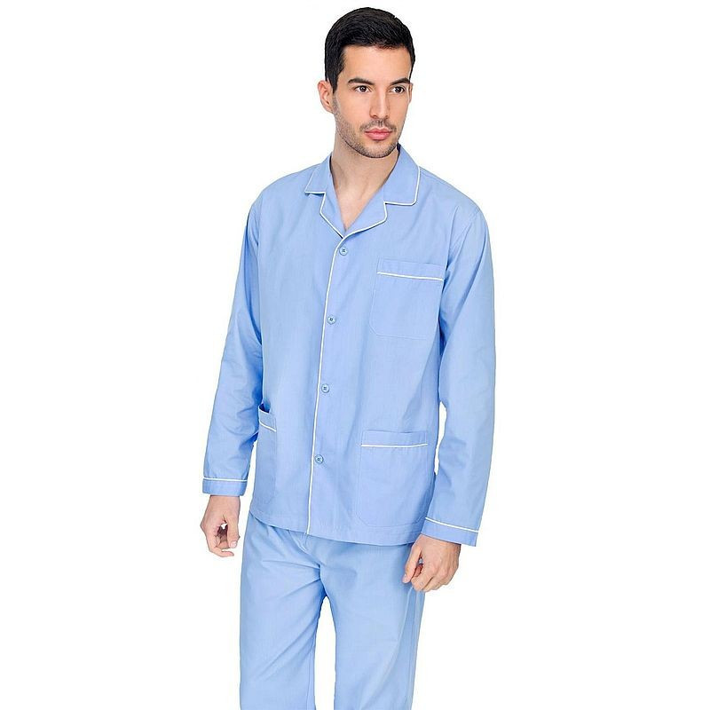 pigiama-uomo-aperto-davanti-584fdi-1.jpg Pigiama aperto classico Uomo Diplomat 100% tela di cotone leggero Diplomat WO501 - immagine 1
