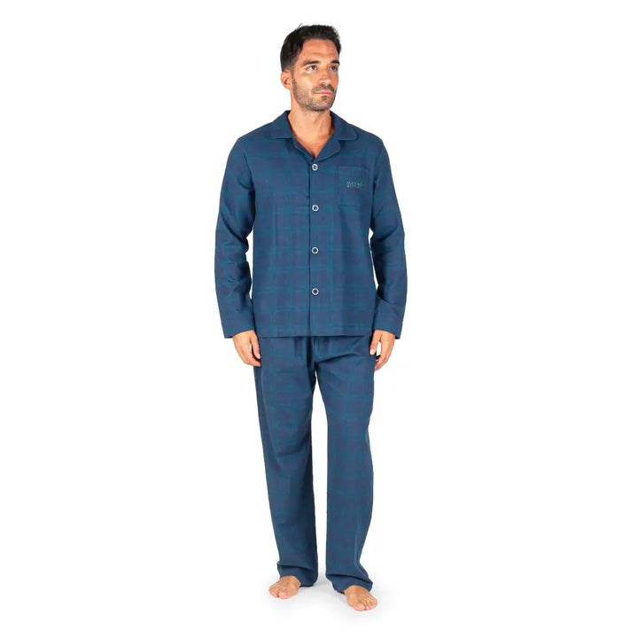 pigiama-uomo-aperto-davanti-814rak-1.jpg PIGIAMA UOMO APERTO DAVANTI CON COLLETTO IN FLANELLA | MARINA MILITARE - immagine 1