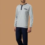 Pigiama uomo marca Irge in 100% cotone a maniche lunghe