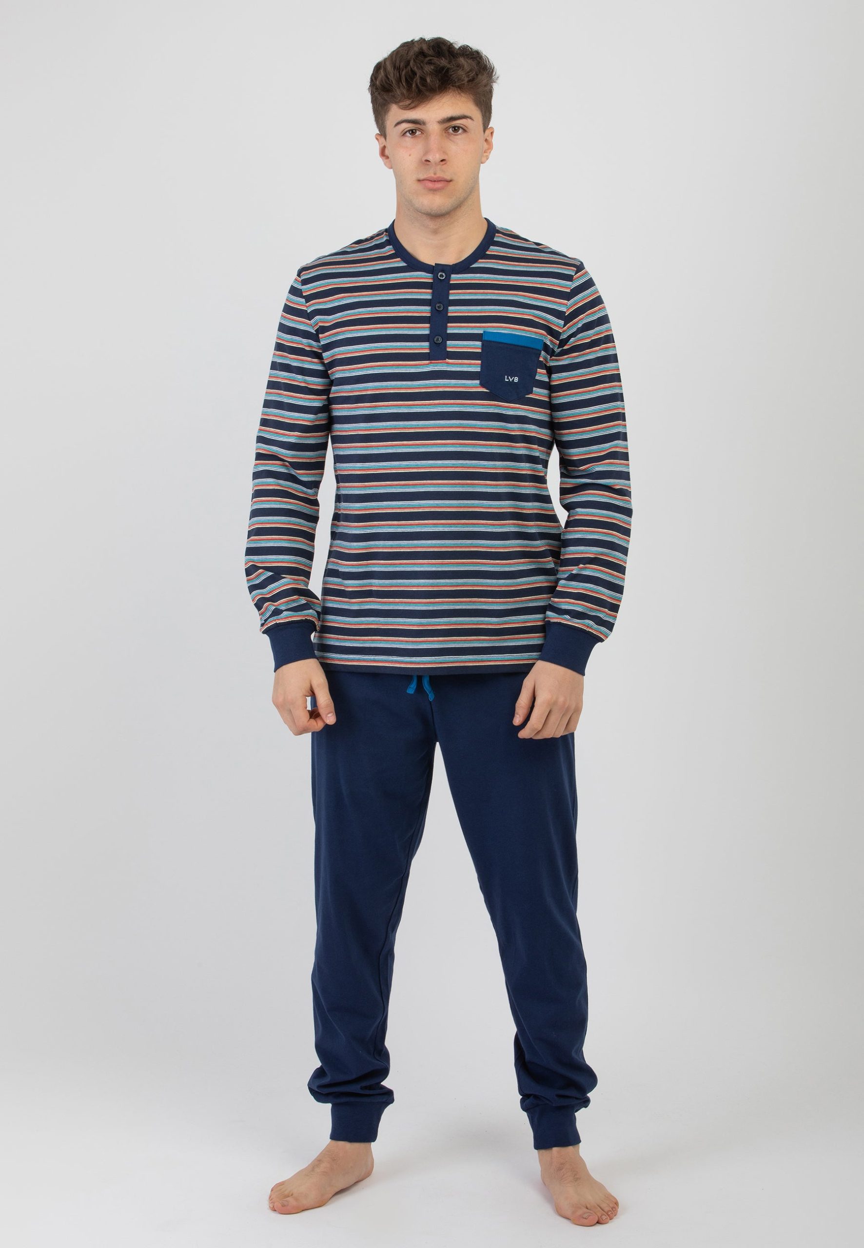 pigiama-uomo-cotone-leggero-656exc-1.jpg Pigiama Uomo 100% Cotone Leggero LOVABLE 9L0D6IX S / Blu - immagine 1