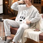 shownicer Pigiama Uomo Invernale Pigiami Due Pezzi Lunghi Felpato Caldo Confortevole Maniche Lunghe Set Abbigliamento Casual per la Casa Loungewear X05 Grigio S : Amazon.it: Moda