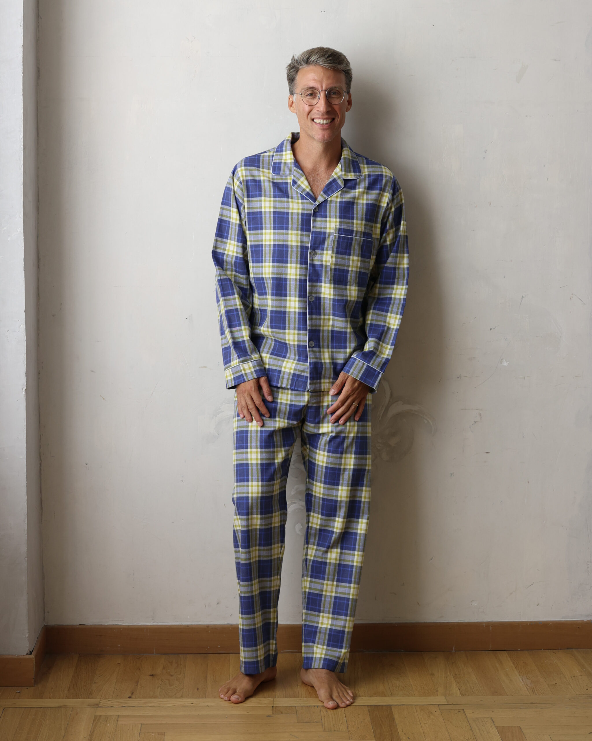 pigiama-uomo-flanella-920csy-1.jpg Pigiama Uomo Alberto flanella scozzese panna e senape e azzurro | I Versiliani - immagine 1