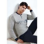 Il Granchio Pigiama uomo lungo in caldo cotone ART.GP564 GRIGIO