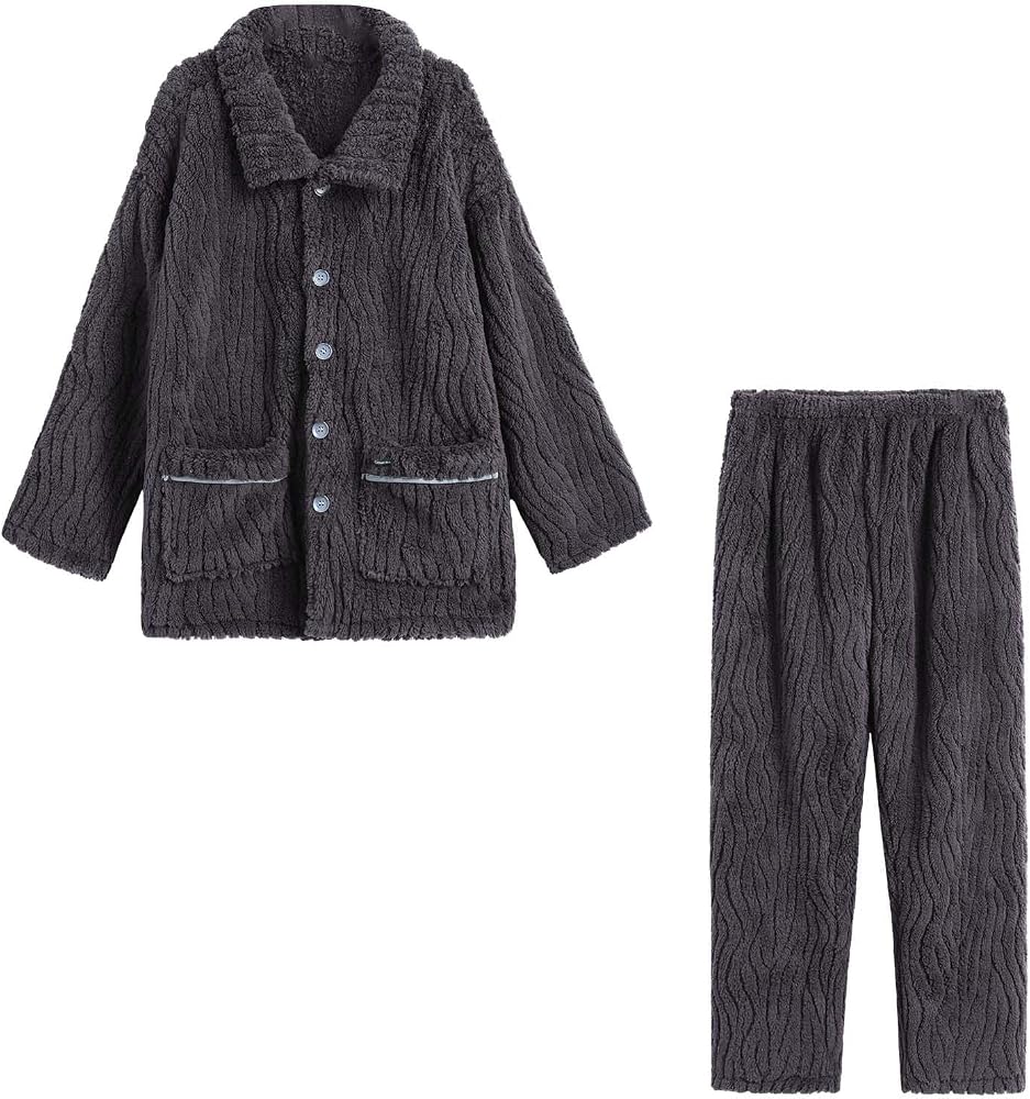 pigiama-uomo-invernale-saldi-745wdi-1.jpg Pigiama Uomo Invernale Nuovo Offerte 2 Pezzi Pigiama Uomo Lungo Soffice Pigiama a Righe in Flanella Spessa Pigiama Comodo con Bottoni e Tasche + Pigiama Pantaloni Pigiama Sherpa Teddy Uomo Caldo : - immagine 1