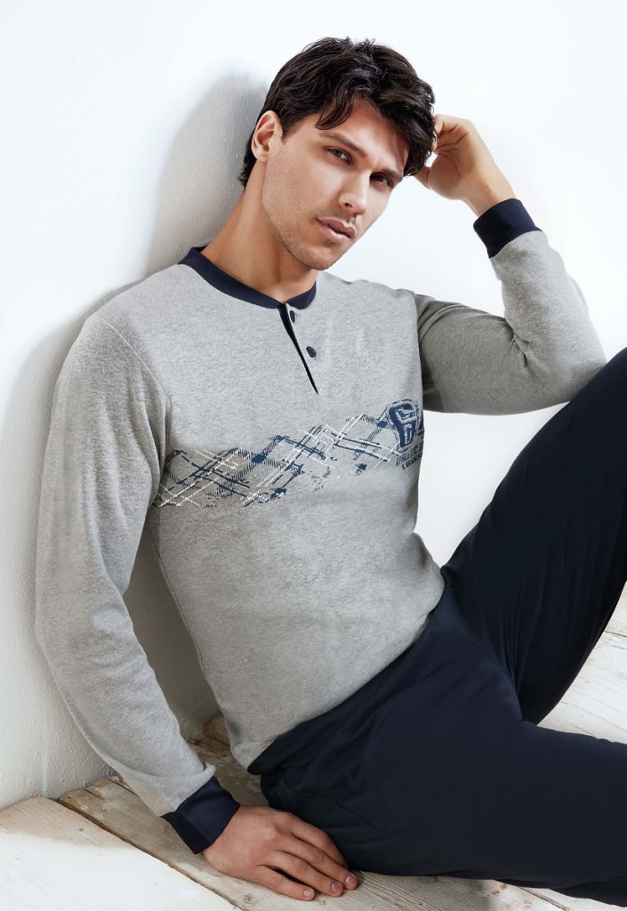 pigiama-uomo-invernale-saldi-791hsc-1.jpg Il Granchio Pigiama uomo lungo in caldo cotone ART.GP564 GRIGIO - immagine 1